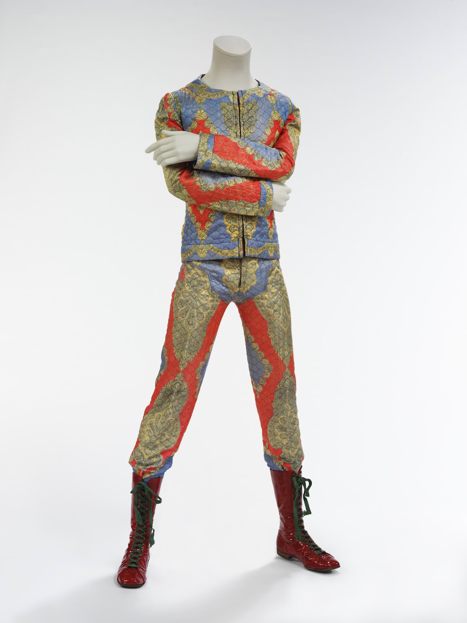 Quilted two-piece suit, 1972 Designed by Freddie Burretti for the Ziggy Stardust tour