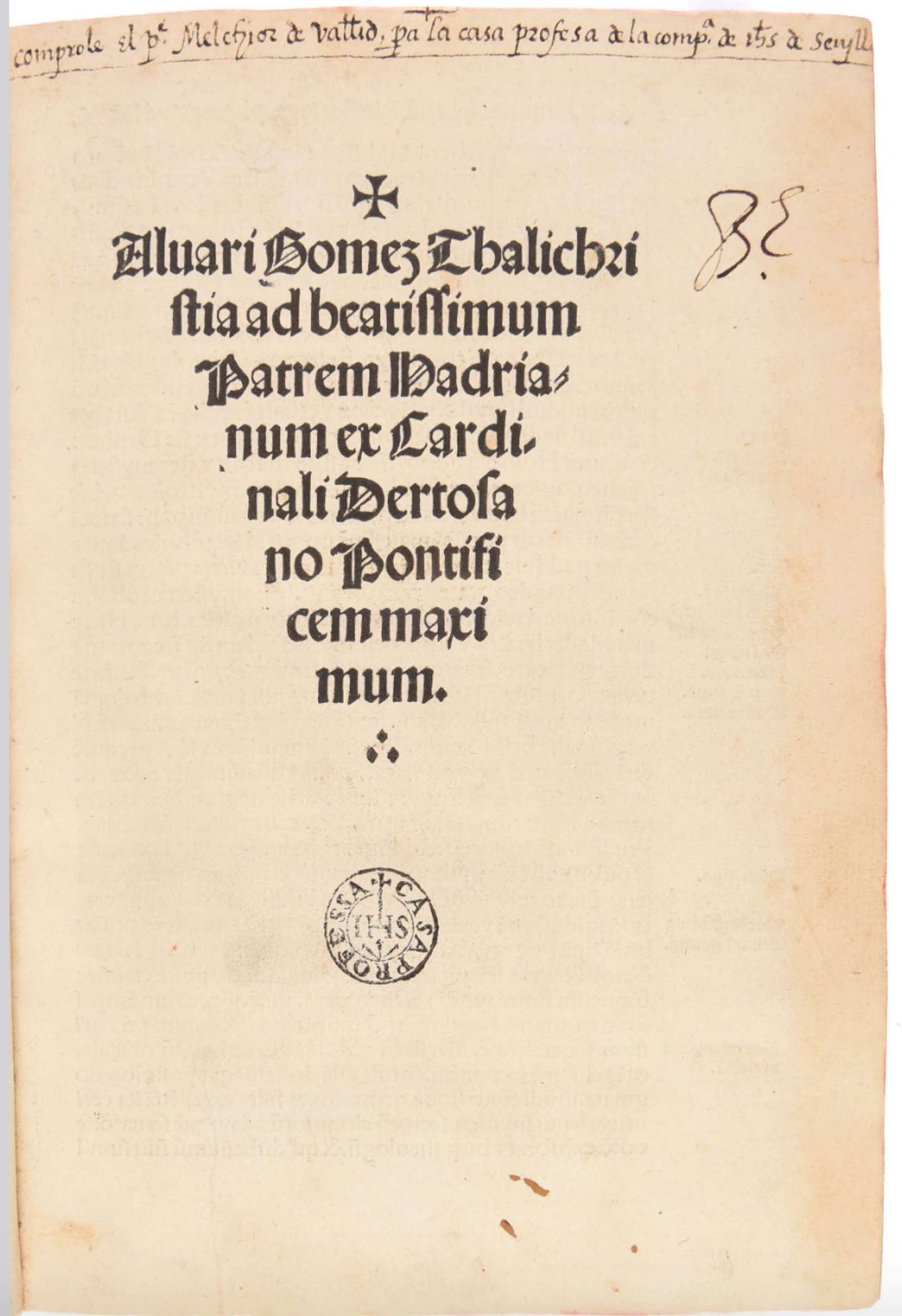 Thalichristia ad beatissimum patrem Hadrianum ex Cardinali Dertosano Pontificem maximum by Alvar Gómez