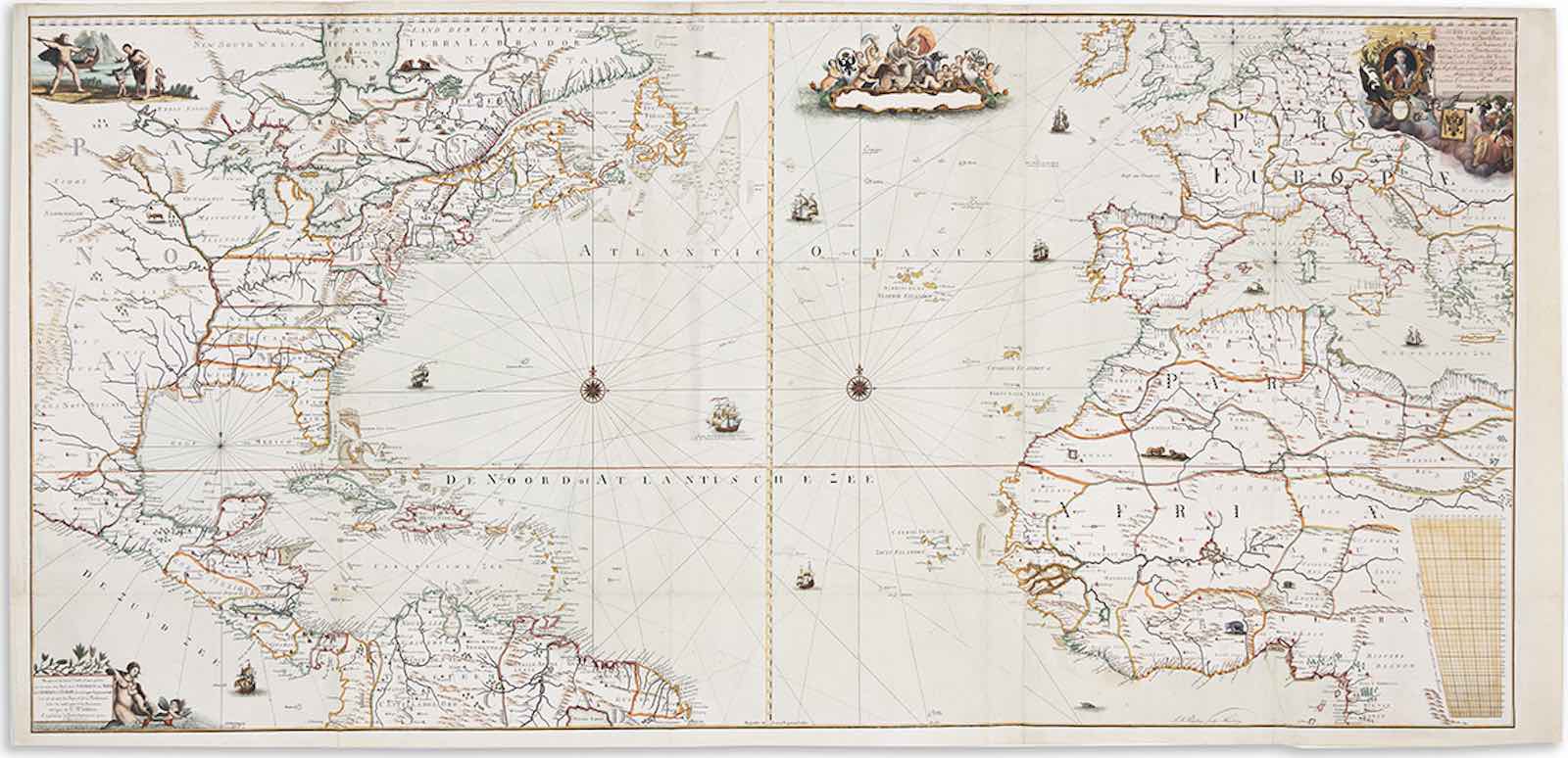 Captain Cornelius Martin Wohlers and F.A. Pingeling (engraver), See, und Land Carte eines Theils von Europa, Africa, und Nord-America von der Nord-See an zur equinoctial Line