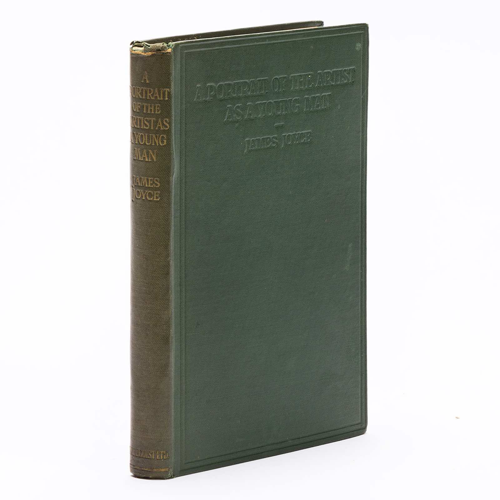 Also in the auction, James Joyce's Portrait of the Artist as a Young Man, inscribed first English edition, London: The Egoist Ltd., 1917. Estimate $15,000 - $20,000.