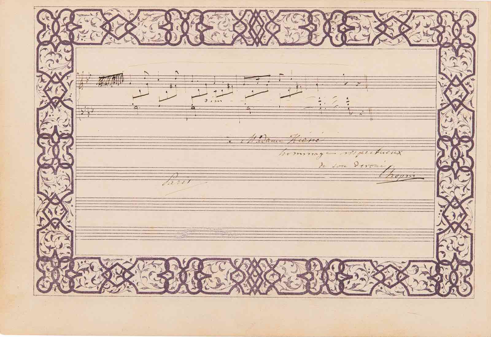 Chopin signed composition