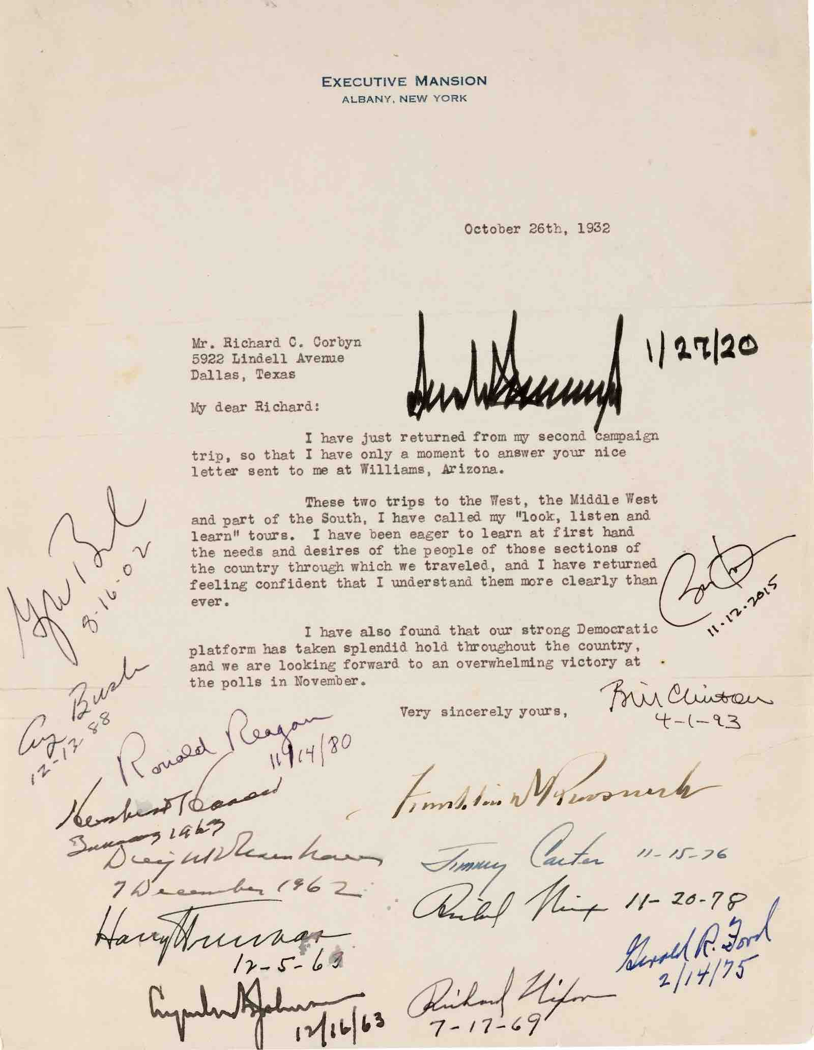 Franklin D. Roosevelt letter