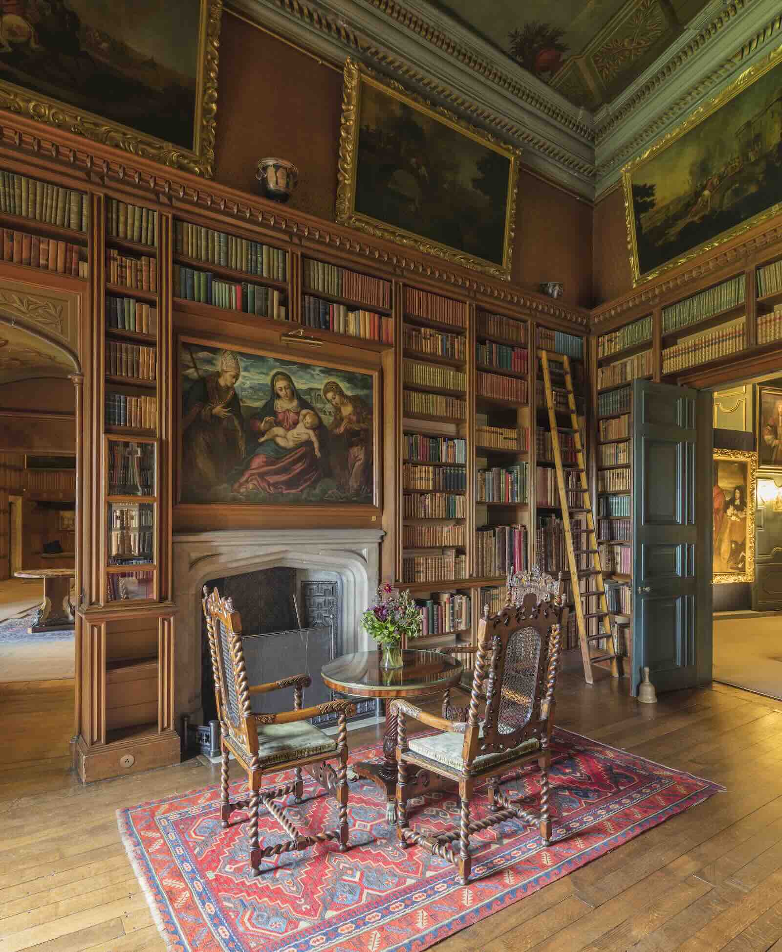 The library at Powis Castle, Powys
