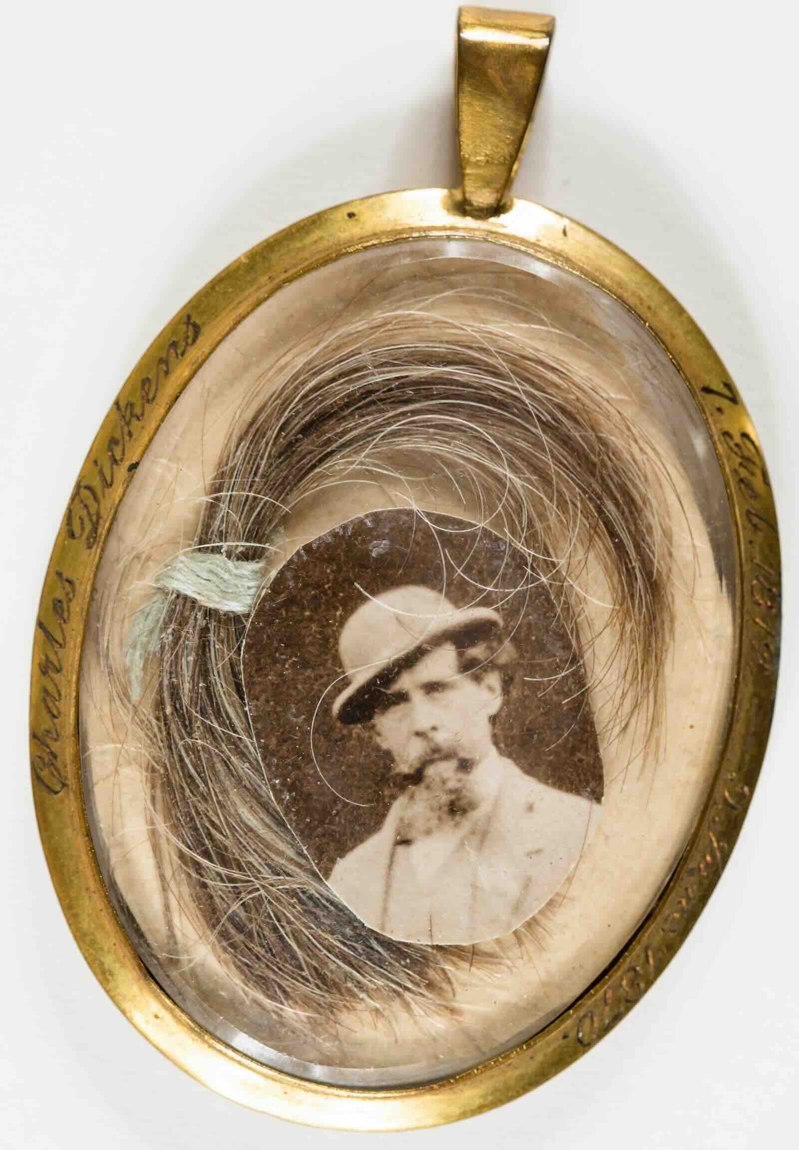 Locket containing locks of hair of Charles and Henry Dickens
