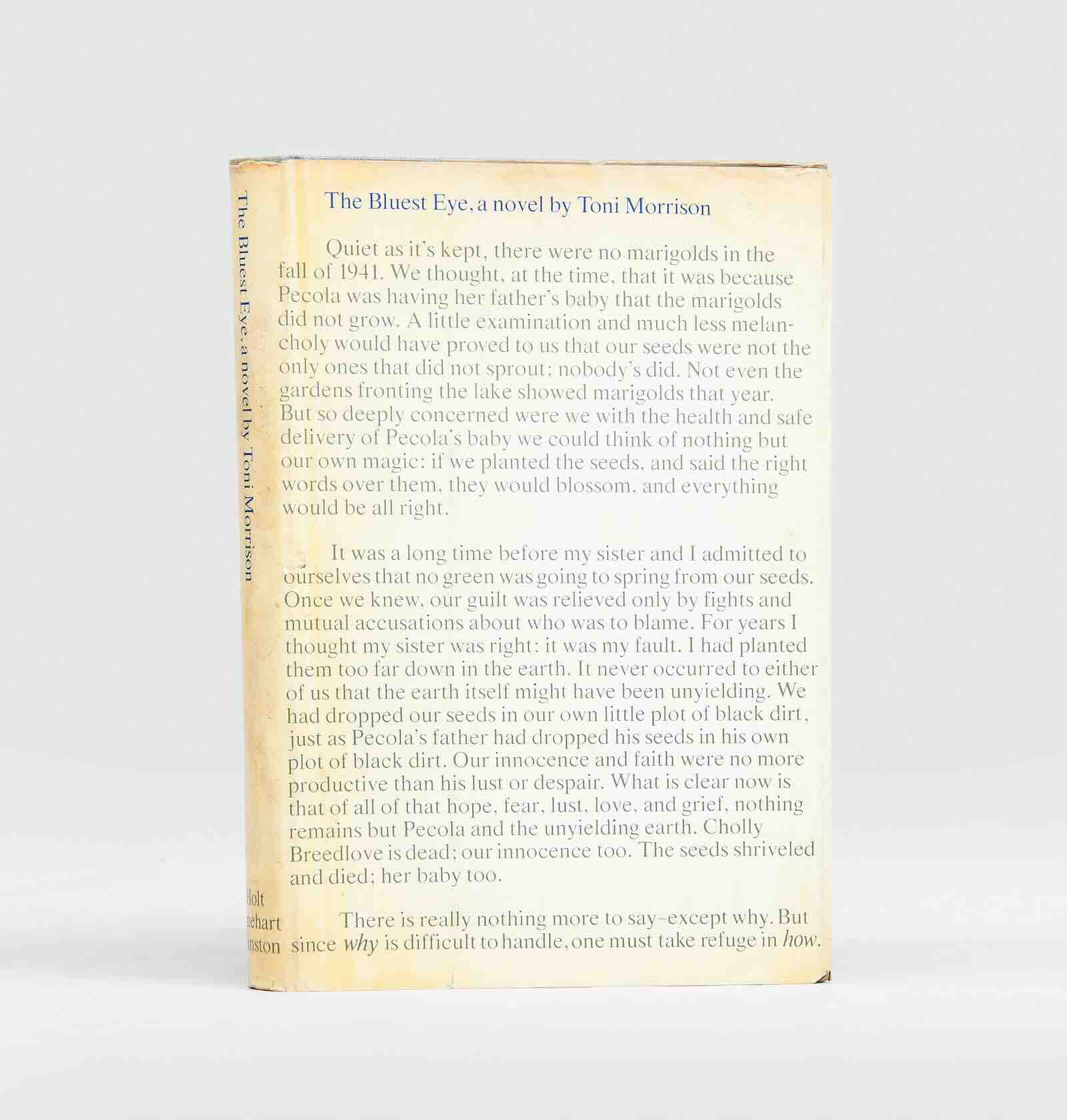 first edition of Toni Morrison’s The Bluest Eye, inscribed to Yvette Le Roy