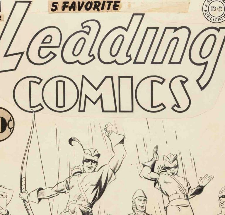 Mort Meskin, #1 Seven Soldiers of Victory cover original art 